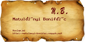 Matulányi Bonifác névjegykártya